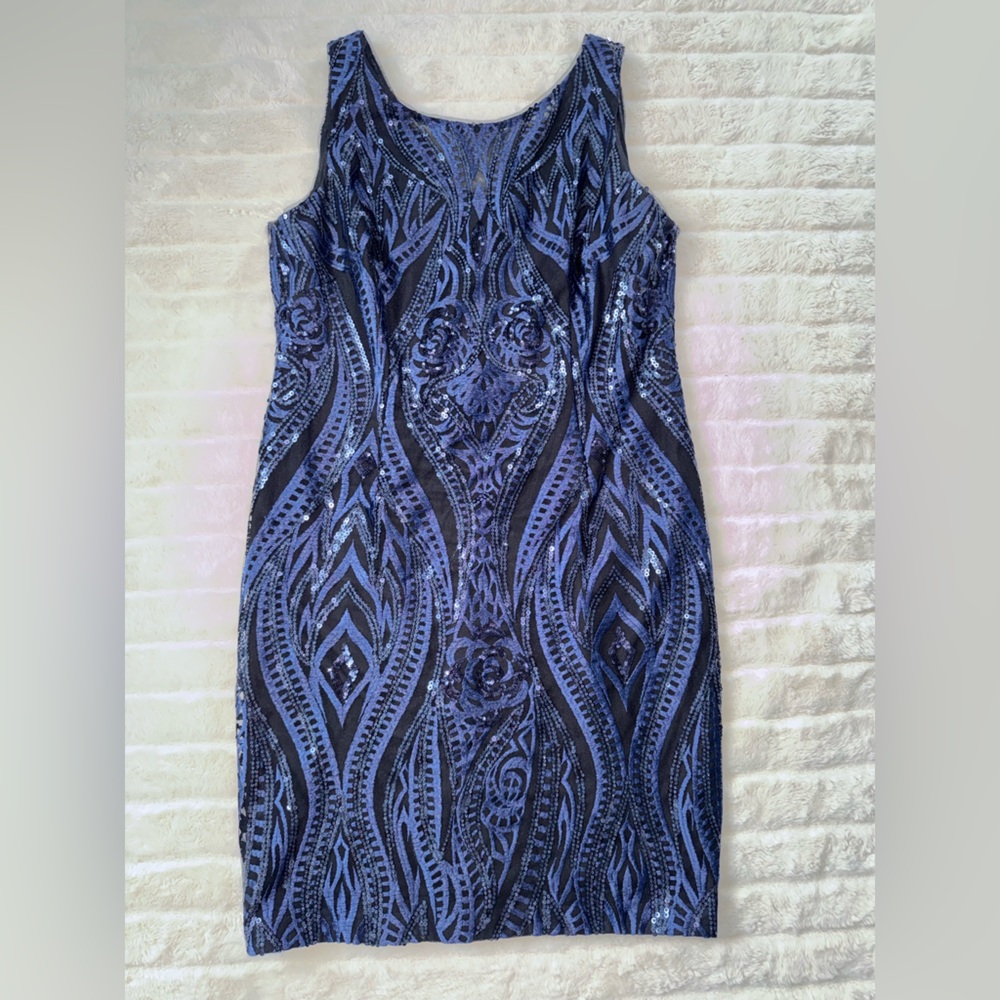 Calvin Klein Black and Blue Party Dress | Size 12